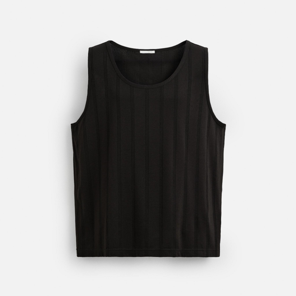Black Ribbed Tank Top - Women